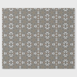 Silver Grey Kaleidoscopic Flower Pattern Elegant Wrapping Paper