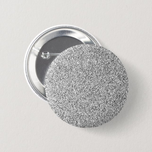 Silver grey light glitter sparkles 2 inch round button (Front & Back)
