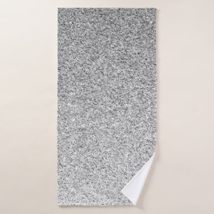 Silver grey light glitter sparkles bath towel
