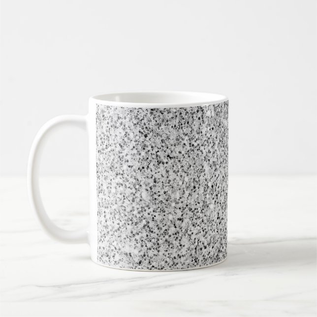 Silver grey light glitter sparkles coffee mug (Left)
