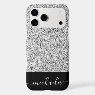 Silver grey light glitter sparkles Custom name