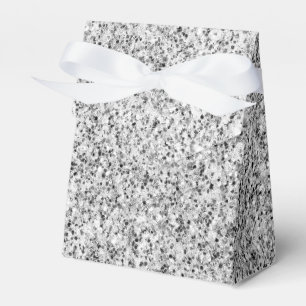 Silver grey light glitter sparkles favor box