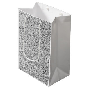 Silver grey light glitter sparkles medium gift bag