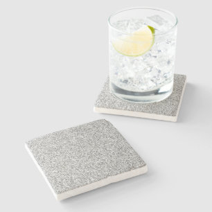 Silver grey light glitter sparkles stone coaster