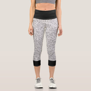 Silver grey light glitter sparkles with black capri leggings