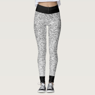 Silver grey light glitter sparkles with black leggings