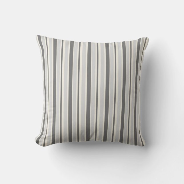Silver Grey Lines Geometric Pattern Throw Pillow (Front)