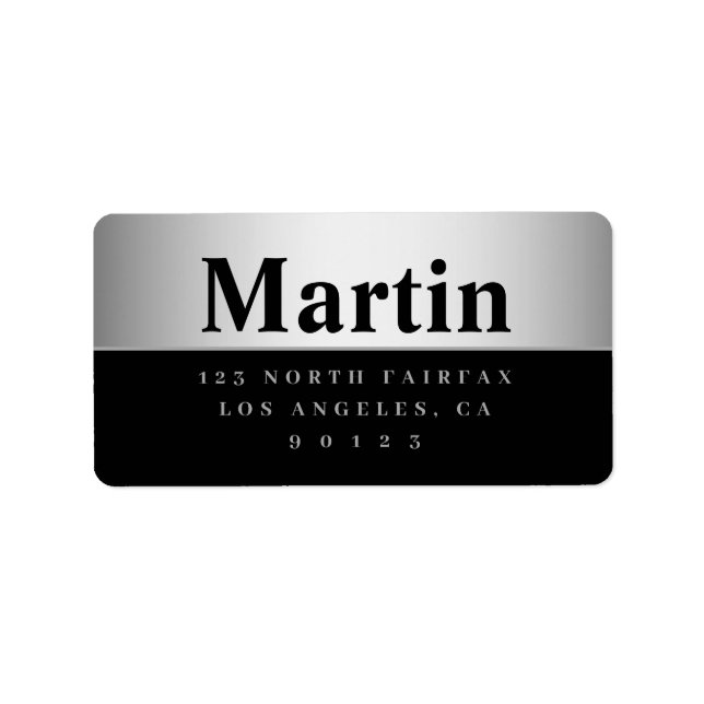 Silver Grey Look & Black Return Address Label (Front)