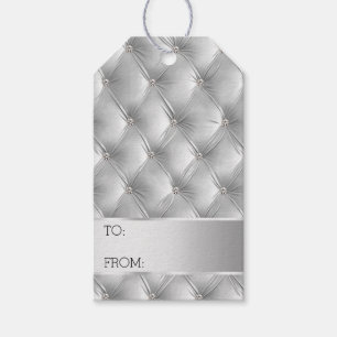 Silver Grey Luxury faux Velvet Christmas Gift Tags