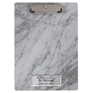 Silver Grey Marble Modern Fashion Personalized Clipboard