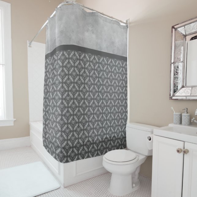 Silver Grey Metal Flowers with Gems Pattern (In Situ)