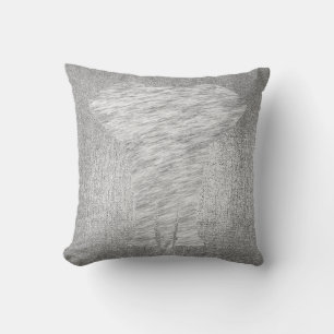 Silver Grey Metallic Black Animal Skin Elephant Throw Pillow