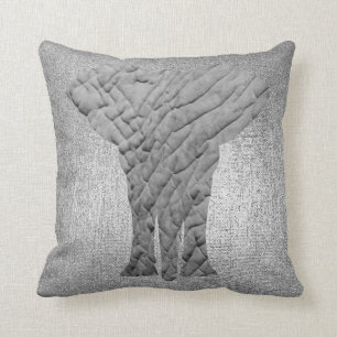 Silver Grey Metallic Black Animal Skin Elephant Throw Pillow