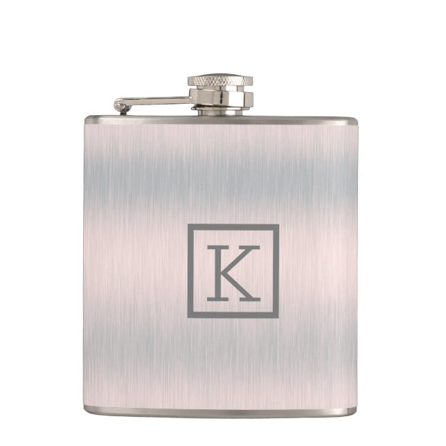 Silver-grey Metallic Brushed Aluminum  Look Hip Flask (Front)
