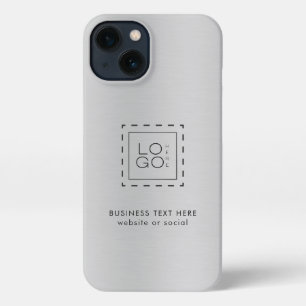 Silver Grey Metallic Custom Square Business Logo iPhone 13 Case