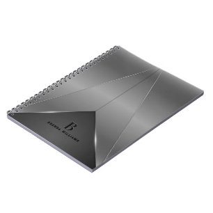 Silver grey metallic geometric design notebook