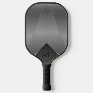Silver grey metallic geometric design pickleball paddle