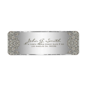 Silver Grey Metallic Pattern Floral Swirls