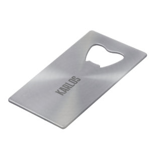 Silver-grey metallic texture 2 credit card bottle opener
