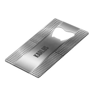 Silver-grey metallic texture credit card bottle opener