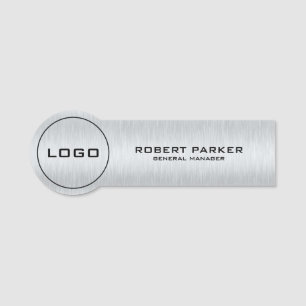 Silver Grey Metallic Texture Name Tag