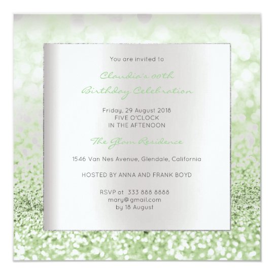 Silver Grey Minimal Birthday Mint Green Glitter Card