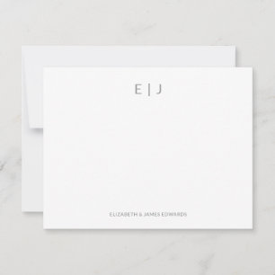 Silver Grey Minimal Couple Initials Personalized  Card
