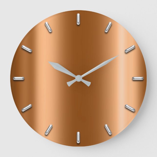 Silver Grey Minimalism Honey Coral Gold Large Clock (Front)