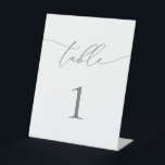 Silver Grey Minimalist Table Number Pedestal Sign<br><div class="desc">Beautiful,  elegant,  modern and minimalist,  table number card. Fully customizable. **PLEASE NOTE: To order,  simply adjust your table number and add each number separately to your cart. Then check out once you are finished.</div>