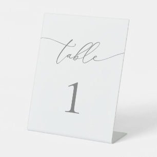 Silver Grey Minimalist Table Number Pedestal Sign