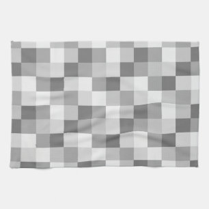 Silver Grey Monochrome Chequered Pattern Kitchen Towel