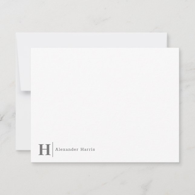 Silver Grey Monogram Line Modern Simple Business Card (Front)