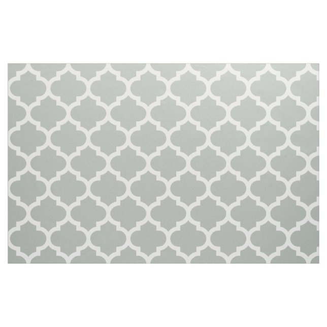 Silver Grey Moroccan Quatrefoil Trellis Fabric (Yard)