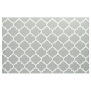 Silver Grey Moroccan Quatrefoil Trellis Fabric