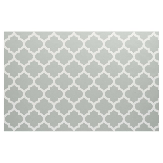 Silver Grey Moroccan Quatrefoil Trellis Fabric (Fat Quarter)