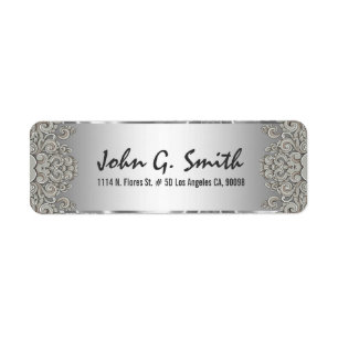 Silver Grey Motif métallique floral perlées 2
