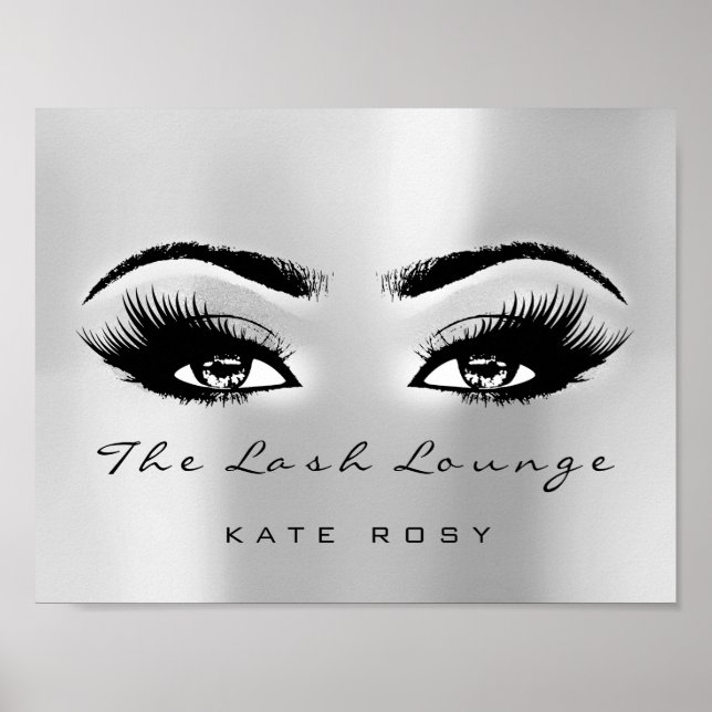 Silver Grey Name Makeup Artist Beauty Studio Lashe Poster (Front)