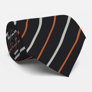 Silver Grey Navy Orange Red Stripe Pattern Tie