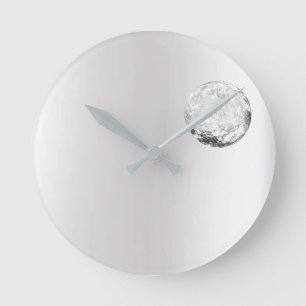 Silver Grey Ombre Gem Crystal Abstract Concept Round Clock