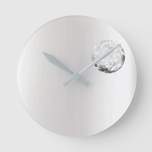 Silver Grey Ombre Gem Crystal Abstract Concept Round Clock (Front)