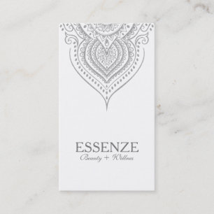 Silver-grey On White Paisley Lace Business Card