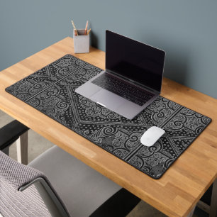 Silver Grey Ornamental w/out Initial Desk Mat
