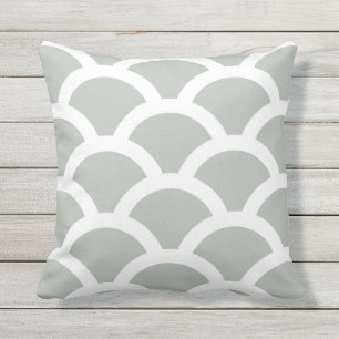 Silver Grey Outdoor Pillows - Circles Pattern