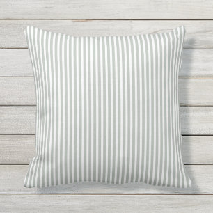 Silver Grey Outdoor Pillows - Oxford Stripe