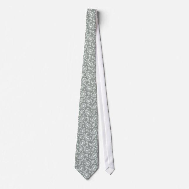 Silver Grey Paisley Tie (Front)