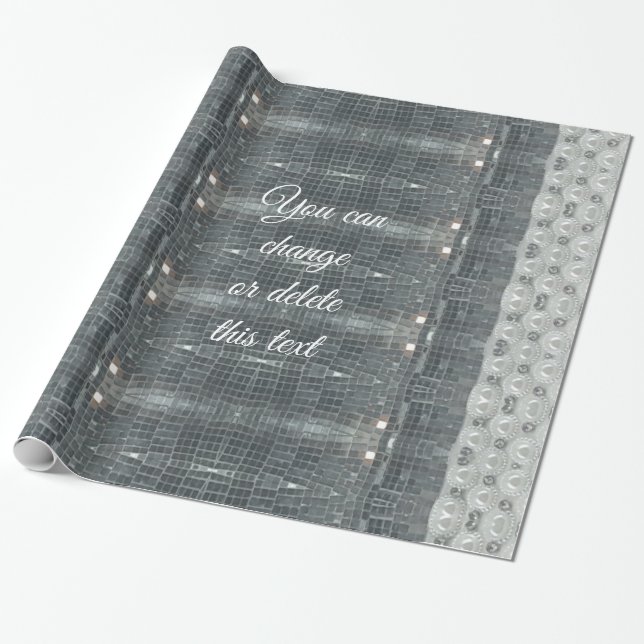 Silver Grey Pearls Mosaic Pattern Elegant Wrapping Paper (Unrolled)