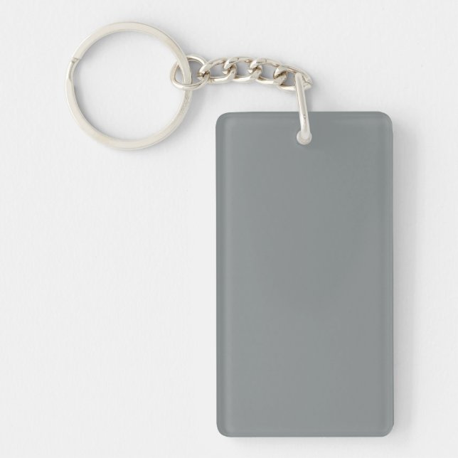 Silver Grey Personalized Grey Colour Background Keychain (Front)
