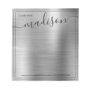 Silver Grey Personalized Name From The Desk Of Notepad