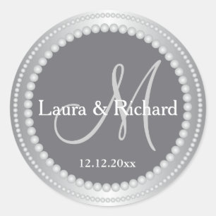Silver Grey Personalized Wedding Monogram Seals