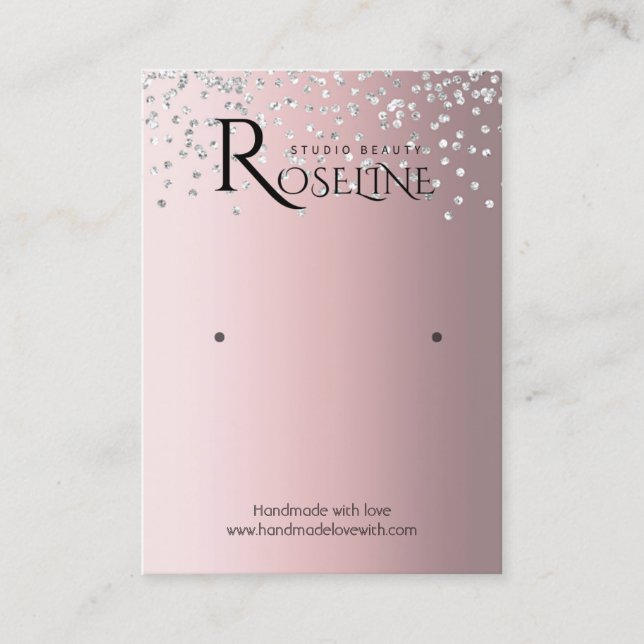 Silver Grey pink glitter jewlery display  Business Card (Front)